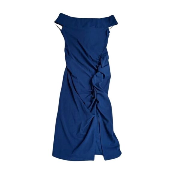 Quiz Womens Navy Ruched Calf Party Midi Dress Juniors size 4 new - Picture 5 of 7